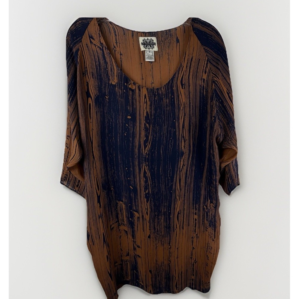 Anthro H FREDRIKSSON Sz S Designer Dress‎ Bark 100% SILK Sheath Party Career Lux